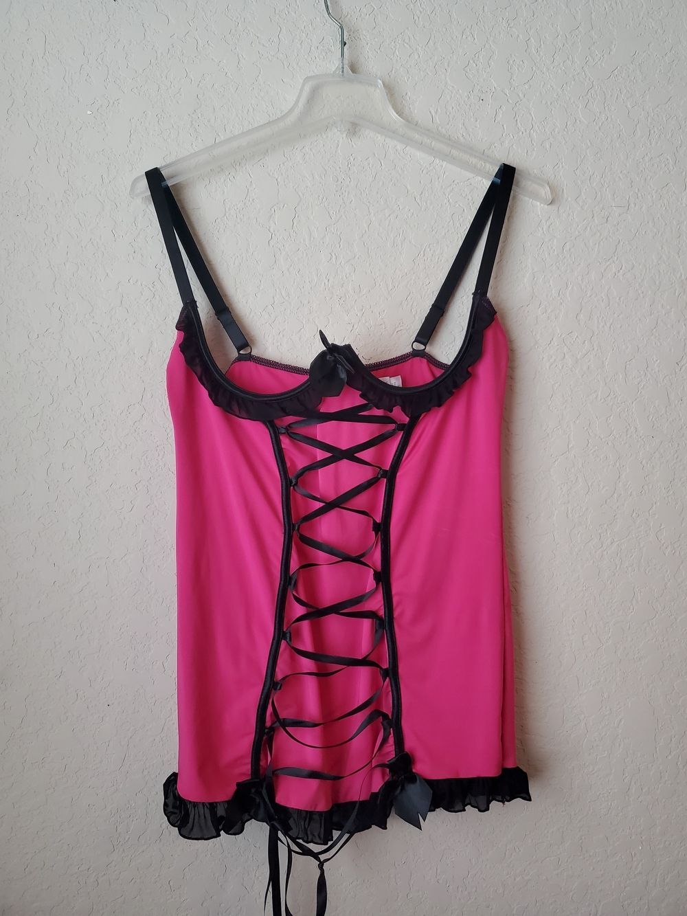 VTG Torrid Pink Lace-Up Cupless Chemise Lingerie - Plus Size 1 (1X)